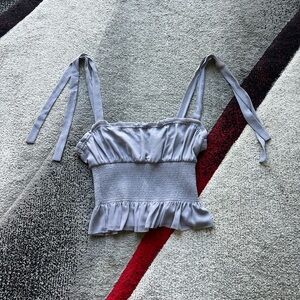 Wilfred Aritzia Gray Smocked Tie Strap Top